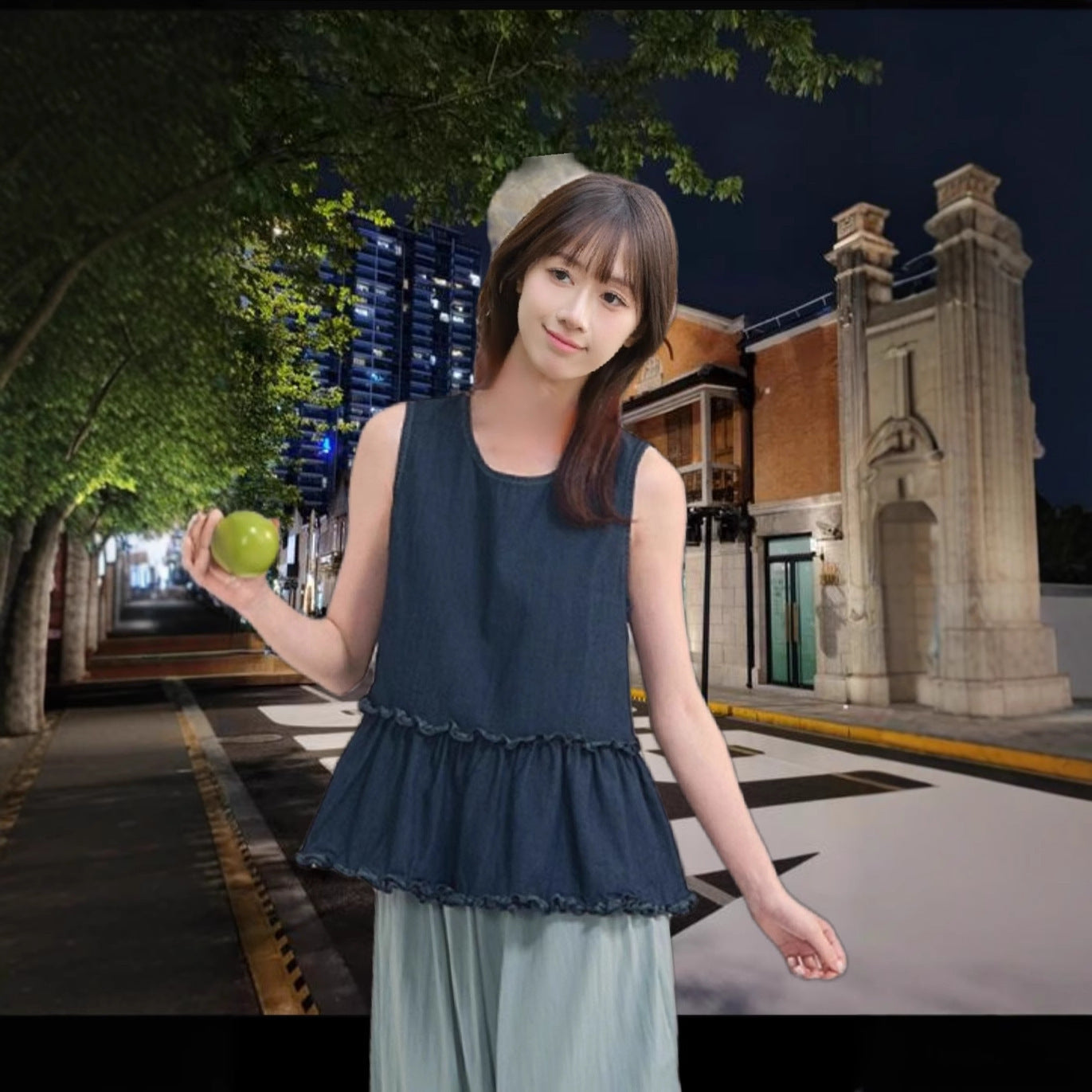 Denim Dreams Ruffled Vest