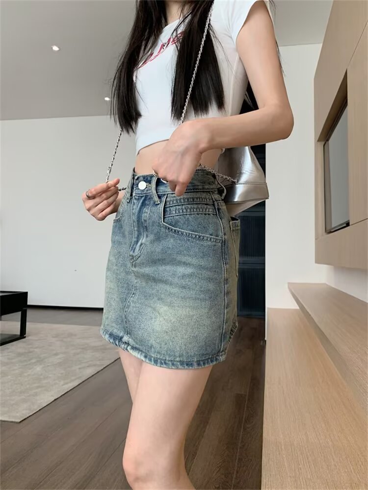 Denim Skirt With Lining