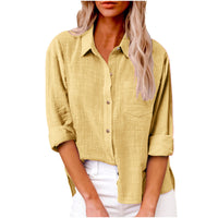 Cotton Linen Split Pocket Long Sleeve Shirt