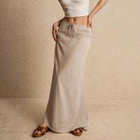 Women's Solid Color Drawstring Elastic Waist Skirt